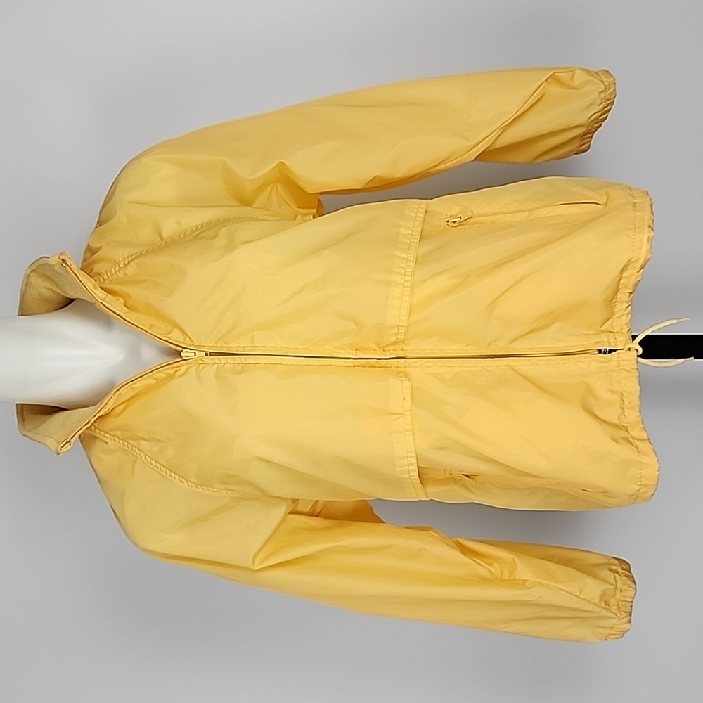 Eddie Bauer Women's Yellow Hooded  Raincoat Mesh Lining Pockets Size Small